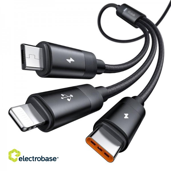 3in1 USB to USB-C / Lightning / Micro USB Cable, Mcdodo CA-5790, 3.5A, 1.2m (black) image 2