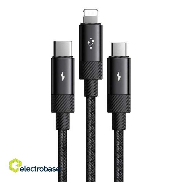 3in1 USB to USB-C / Lightning / Micro USB Cable, Mcdodo CA-5790, 3.5A, 1.2m (black) paveikslėlis 3