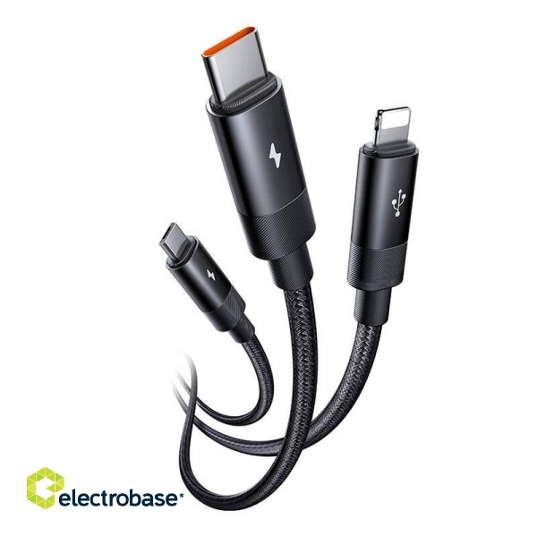 3in1 USB to USB-C / Lightning / Micro USB Cable, Mcdodo CA-5790, 3.5A, 1.2m (black) paveikslėlis 4