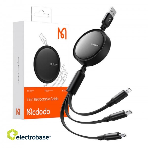 3in1 USB to USB-C / Lightning / Micro USB Cable, Mcdodo CA-7256, 3.5A, 1.2m (black) image 2