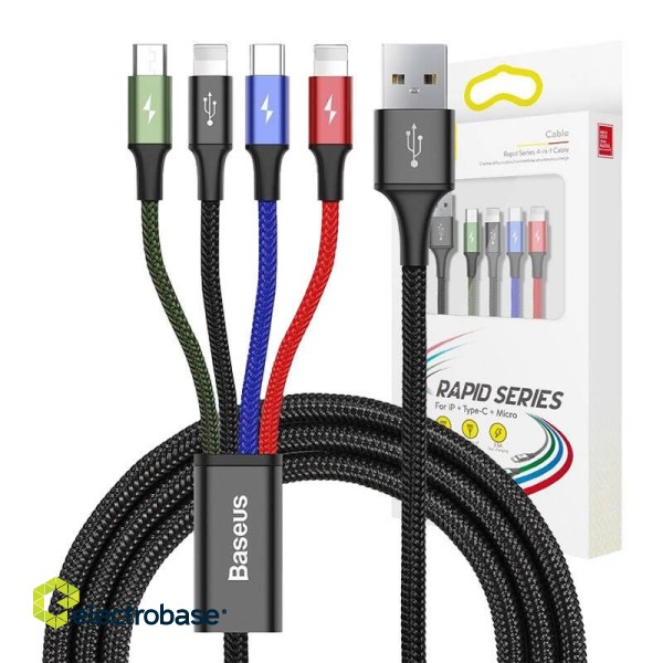 Baseus Fast USB cable 4in1 USB-C / 2x Lightning / Micro 3,5A 1,2m - black image 4