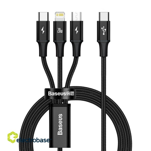 Baseus Rapid Series 3-in-1 cable USB-C For M+L+T 20W 1.5m Black image 1