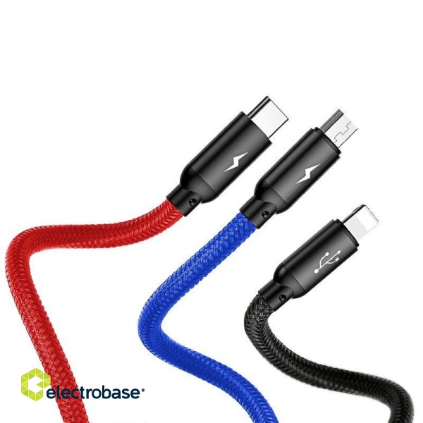 Baseus 3in1 Cable USB-C / Lightning / Micro 3,5A 0,3m (Black) image 4