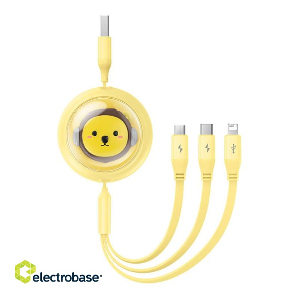 Charging Cable 3w1 Baseus USB to USB-C, USB-M, Lightning 3,5A, 1,1m (yellow) фото 2