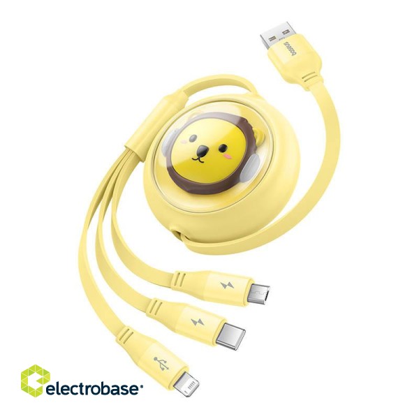 Charging Cable 3w1 Baseus USB to USB-C, USB-M, Lightning 3,5A, 1,1m (yellow) фото 3