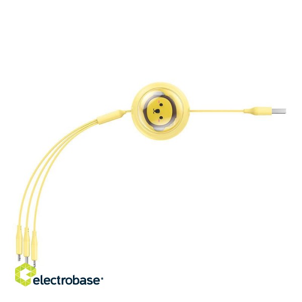 Charging Cable 3w1 Baseus USB to USB-C, USB-M, Lightning 3,5A, 1,1m (yellow) фото 5