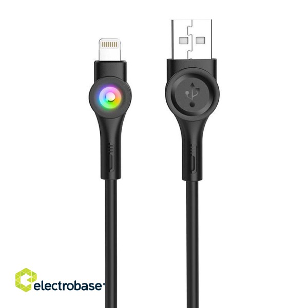 Foneng X59 USB to Lightning cable, LED, 3A, 1m (black)