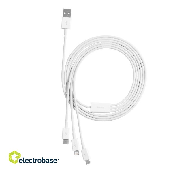 USB cable 3in1 Baseus Superior Series, USB to micro USB / USB-C / Lightning, 3.5A, 1.2m (white) image 6