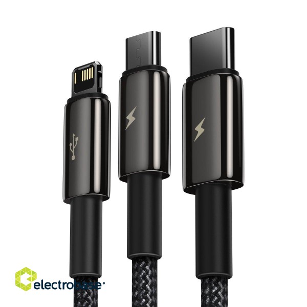 USB cable 3in1 Baseus Tungsten Gold, USB to micro USB / USB-C / Lightning, 3.5A, 1.5m (black) image 5