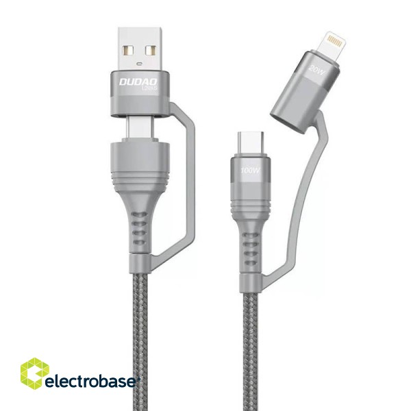 USB cable Dudao L20xs 4in1 USB-C / Lightning / USB-A 2.4A, 1m (gray)