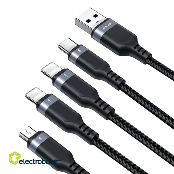 USB  data cable Joyroom  S-1T4018A18 4in1 USB-C / Lightning / 3.5A /1.2m  (black) image 4