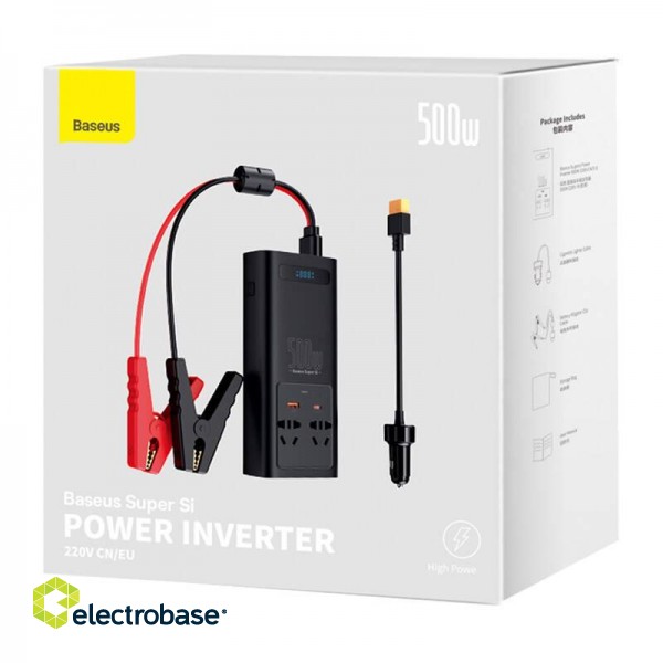 Power Inverter Baseus 500W (220V CN/EU) (black) фото 7