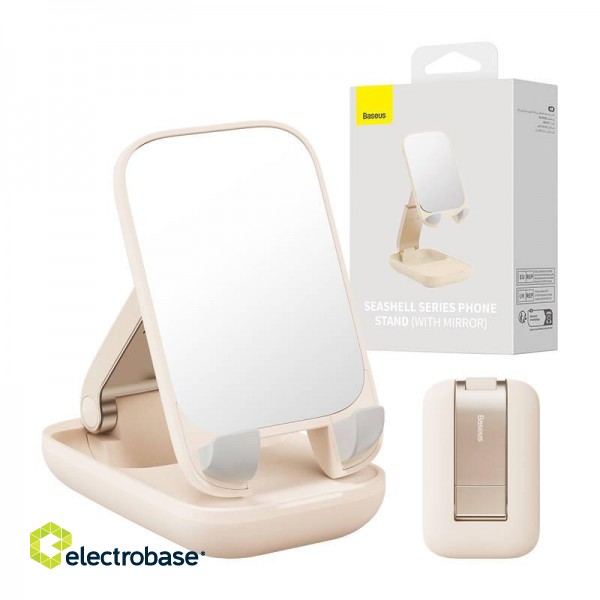Folding Phone Stand Baseus with mirror (beige) image 1
