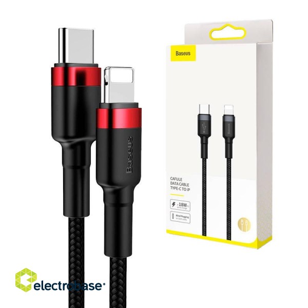 Baseus Cafule Cable Type-C to iP PD 18W 1m Red+Black фото 1