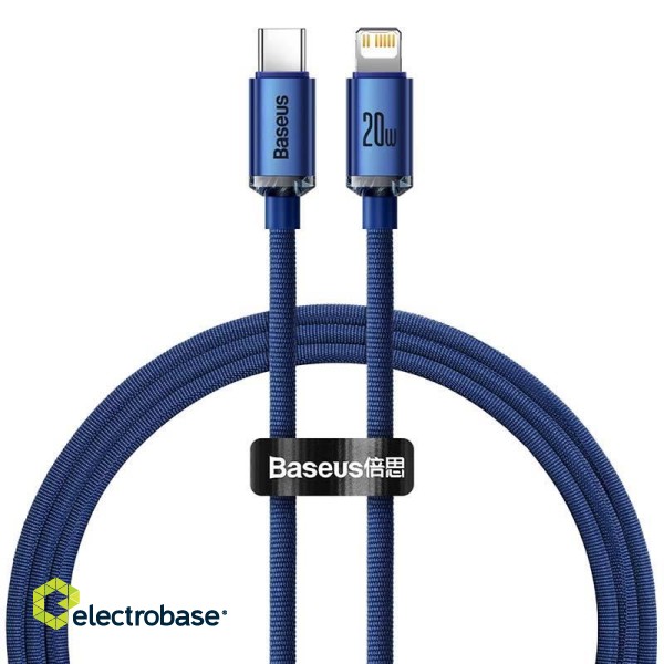 Baseus Crystal cable USB-C to Lightning, 20W, 1.2m (blue) paveikslėlis 2