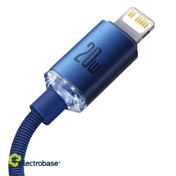 Baseus Crystal cable USB-C to Lightning, 20W, 1.2m (blue) paveikslėlis 5