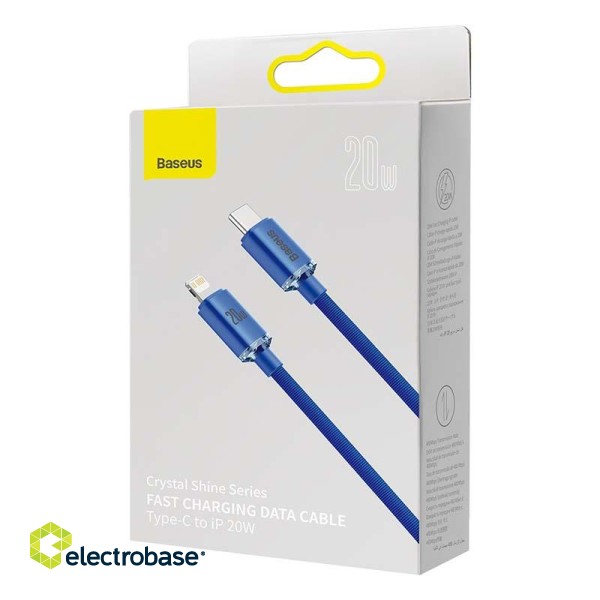 Baseus Crystal cable USB-C to Lightning, 20W, 1.2m (blue) paveikslėlis 6