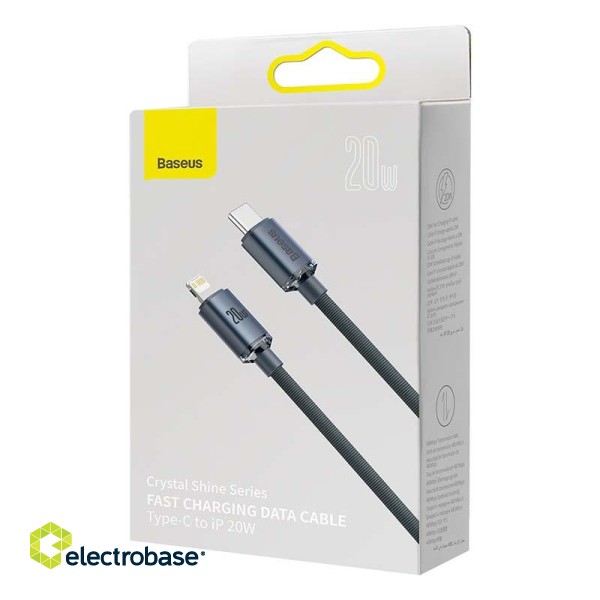 Baseus Crystal cable USB-C to Lightning, 20W, PD, 1.2m (black) фото 5