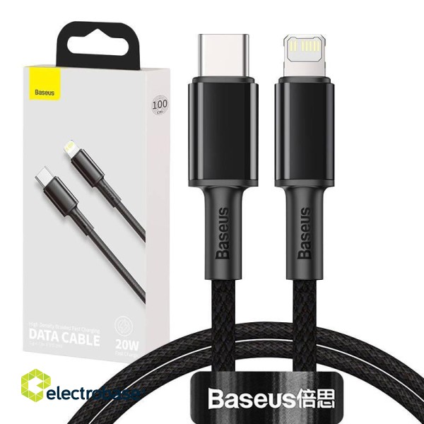 Baseus High Density Braided Cable Type-C to Lightning, PD,  20W, 1m (Black) фото 9