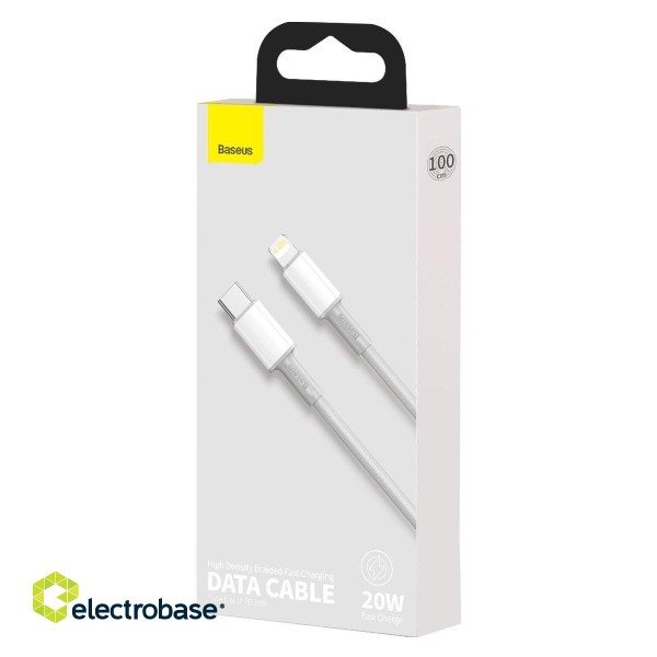 Baseus High Density Braided Cable Type-C to Lightning, PD,  20W, 1m (white) фото 7