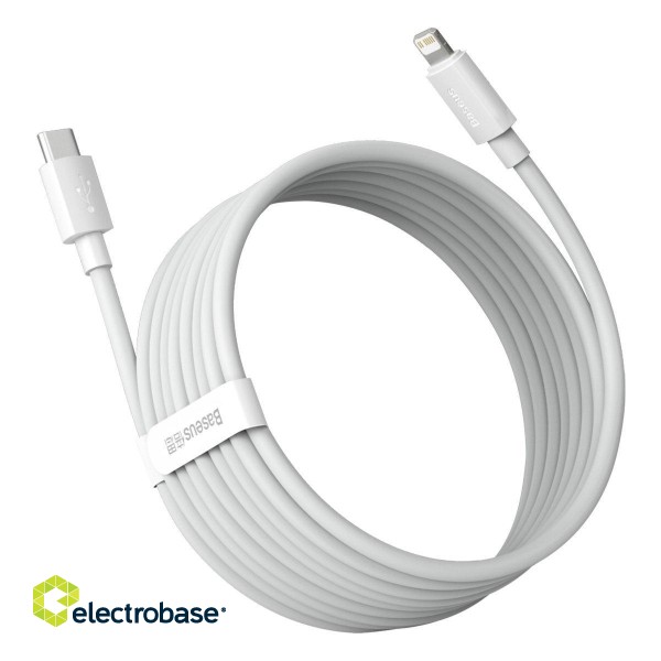 Baseus Simple Wisdom Data Cable Kit USB-C to Lightning PD 20W (2PCS/Set) 1.5m White image 3
