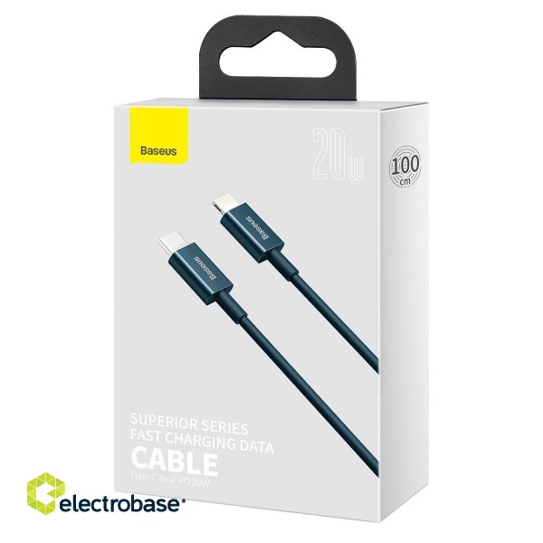 Baseus Superior Series Cable USB-C to iP, 20W, PD, 1m (blue) фото 10