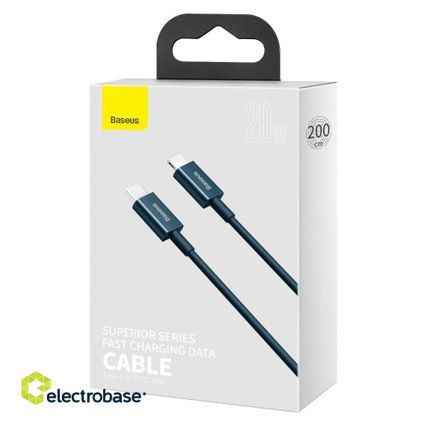 Baseus Superior Series Cable USB-C to iP, 20W, PD, 2m (blue) paveikslėlis 10