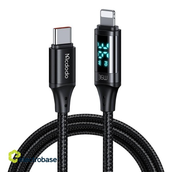 Cable Mcdodo CA-1030 USB-C to Lightning, 36W, 1.2m (black) paveikslėlis 1
