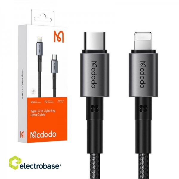 Cable USB-C to Lightning Mcdodo CA-2850, 36W, 1,2m (black) paveikslėlis 3