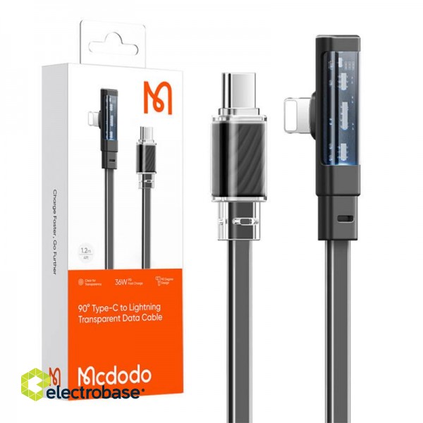 Cable USB-C to Lightning Mcdodo CA-3440 90 Degree 1.2m with LED (black) фото 5