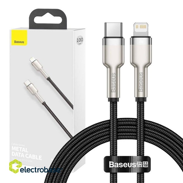 USB-C cable for Lightning Baseus Cafule, PD, 20W, 1m (black) фото 1