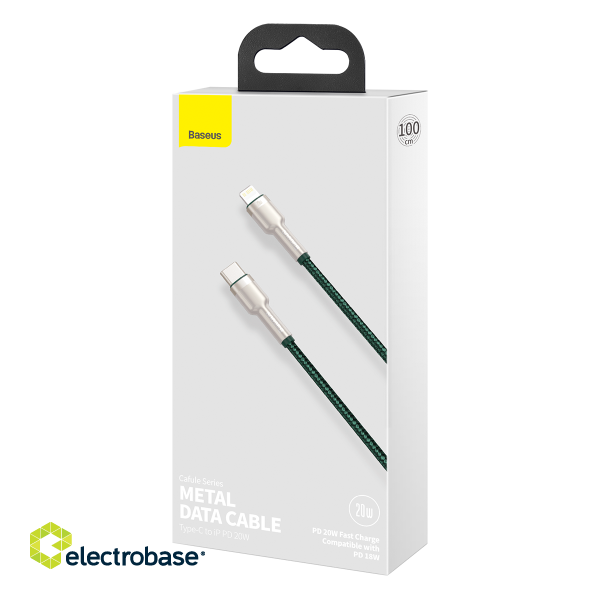USB-C cable for Lightning Baseus Cafule, PD, 20W, 1m (green) image 6