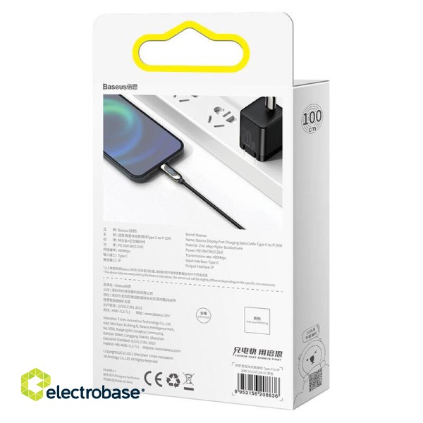USB-C cable for Lightning Baseus Display, PD, 20W, 1m (black) image 6