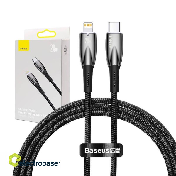 USB-C cable for Lightning Baseus Glimmer Series, 20W, 1m (Black) paveikslėlis 1