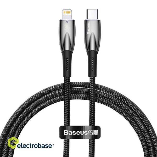 USB-C cable for Lightning Baseus Glimmer Series, 20W, 1m (Black) image 2