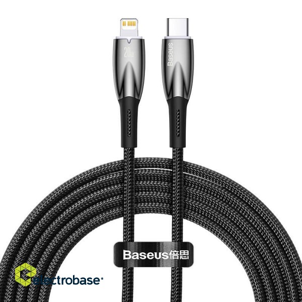 USB-C cable for Lightning Baseus Glimmer Series, 20W, 2m (Black) image 2