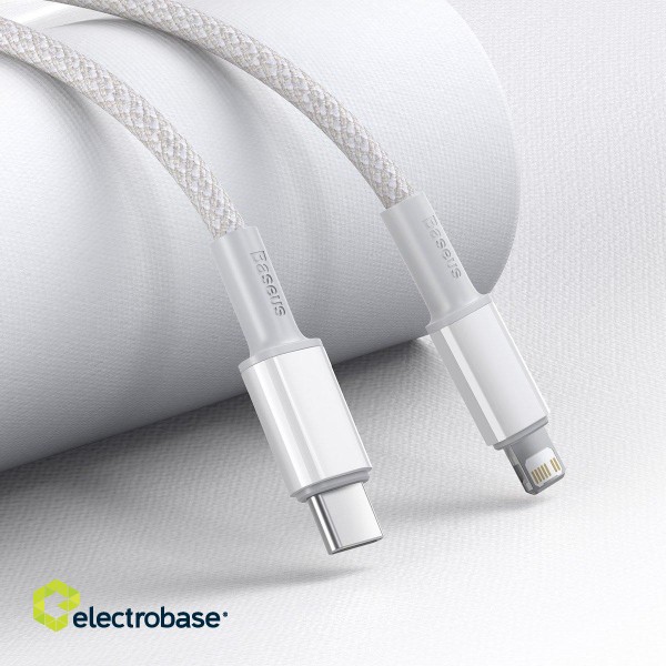USB-C to Lightning Baseus High Density Braided Cable, 20W, PD, 2m (white) paveikslėlis 4