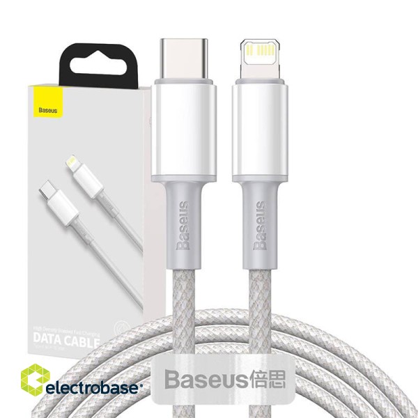 USB-C to Lightning Baseus High Density Braided Cable, 20W, PD, 2m (white) image 7