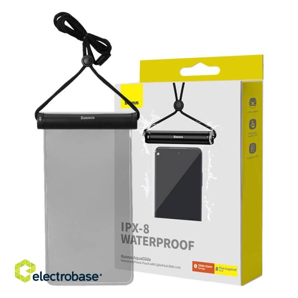 Waterproof phone case Baseus AquaGlide with Cylindrical Slide Lock (black) image 1