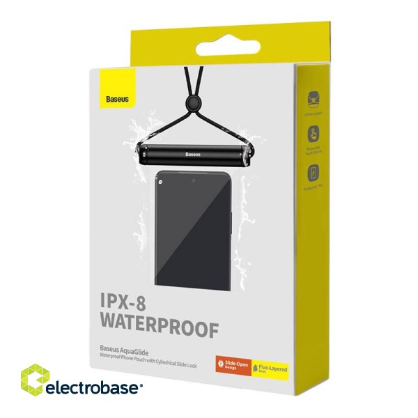 Waterproof phone case Baseus AquaGlide with Cylindrical Slide Lock (black) image 5