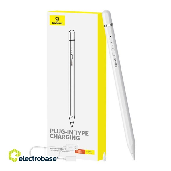 Active stylus Baseus Smooth Writing Series with plug-in charging, lightning (White) paveikslėlis 5