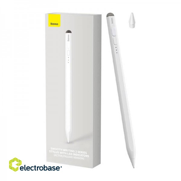 Smooth Writing Stylus with LED Indicators (Active+Passive) White фото 1