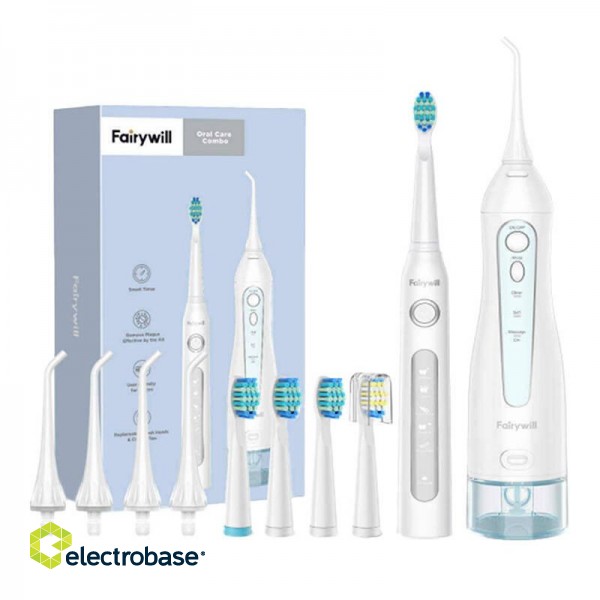Sonic toothbrush with tip set and water fosser FairyWill FW-507+FW-5020E (white) image 5
