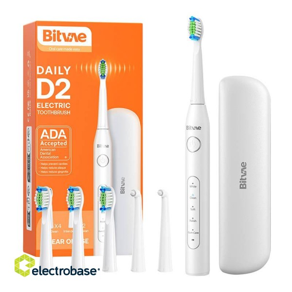 Sonic toothbrush with tips set and travel case D2 (white)