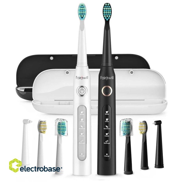 Sonic toothbrushes with head set and case FairyWill FW-507 (Black and white)