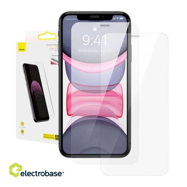 Baseus 0.3mm Full-glass Tempered Glass Film(2pcs pack) for iPhone X/XS/11 Pro 5.8inch paveikslėlis 1