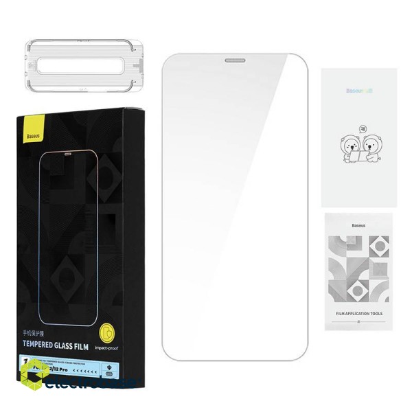 Tempered Glass Baseus 0.4mm Iphone 12/12 Pro  + cleaning kit image 1