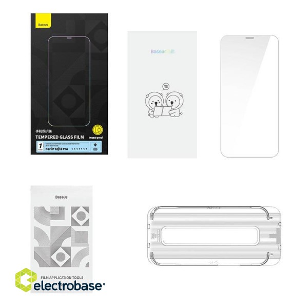 Tempered Glass Baseus 0.4mm Iphone 12/12 Pro  + cleaning kit image 7