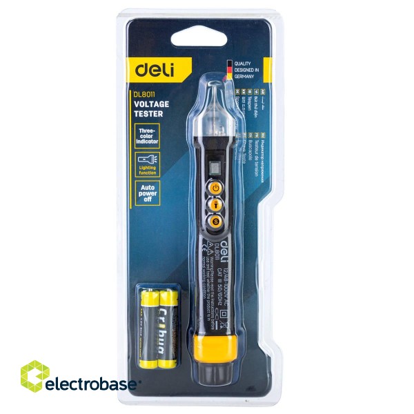 Non-contact voltage tester Deli Tools EDL8011, 12/48-1000V AC (black) image 5