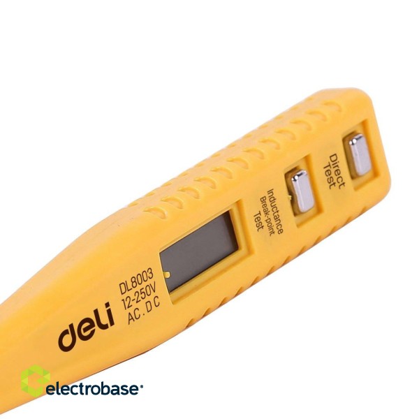 Voltage Tester 12-250V Deli Tools EDL8003 (yellow) paveikslėlis 3